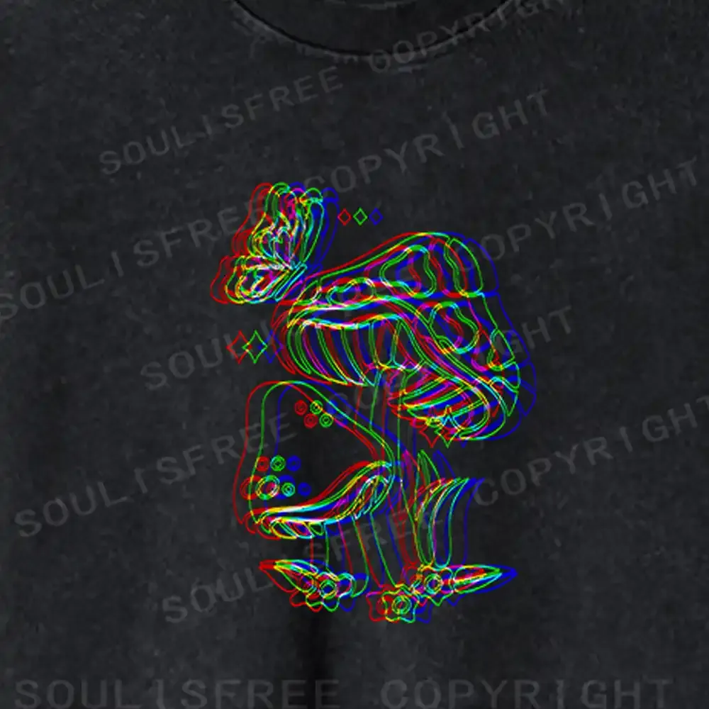 Psychedelic Mushroom Washed Cropped Sweatshirt