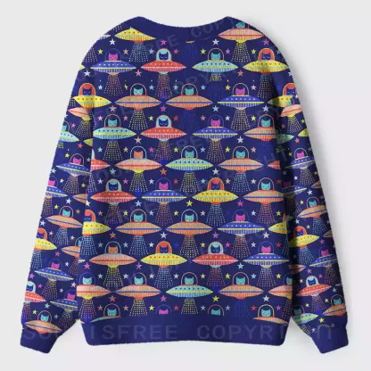 Galactic Kitty Abduction Ugly Cardigan Sweaters 