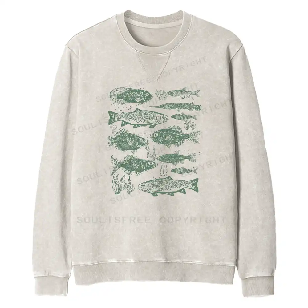 Retro Fish Fit Washed Sweatshirt