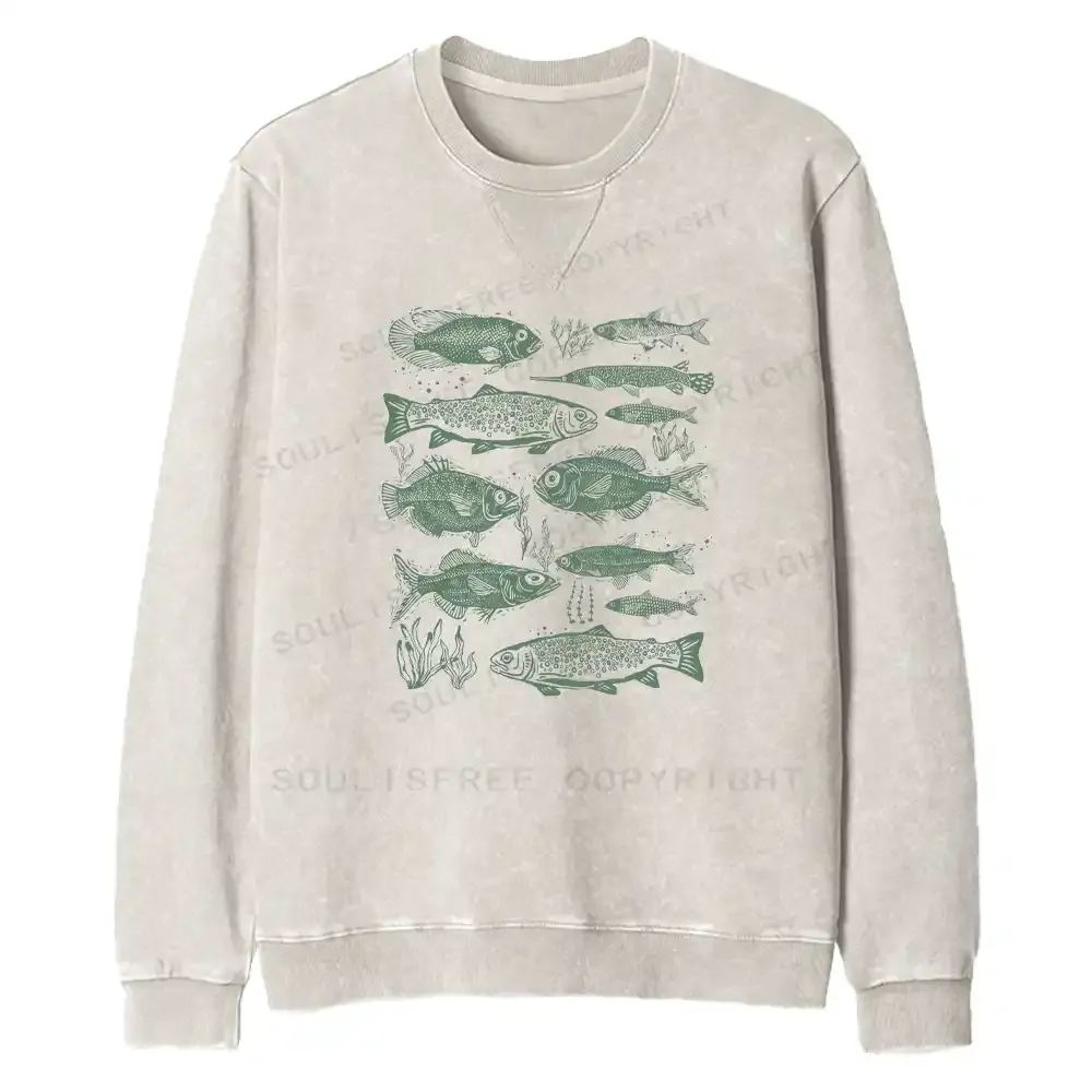 Retro Fish Fit Washed Sweatshirt