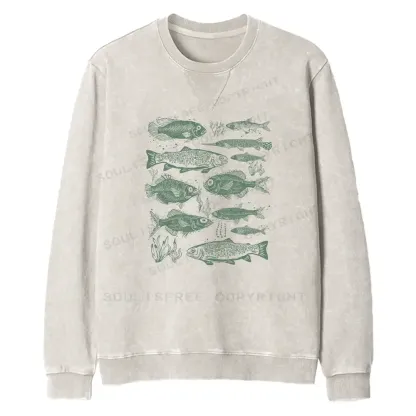 Retro Fish Fit Washed Sweatshirt