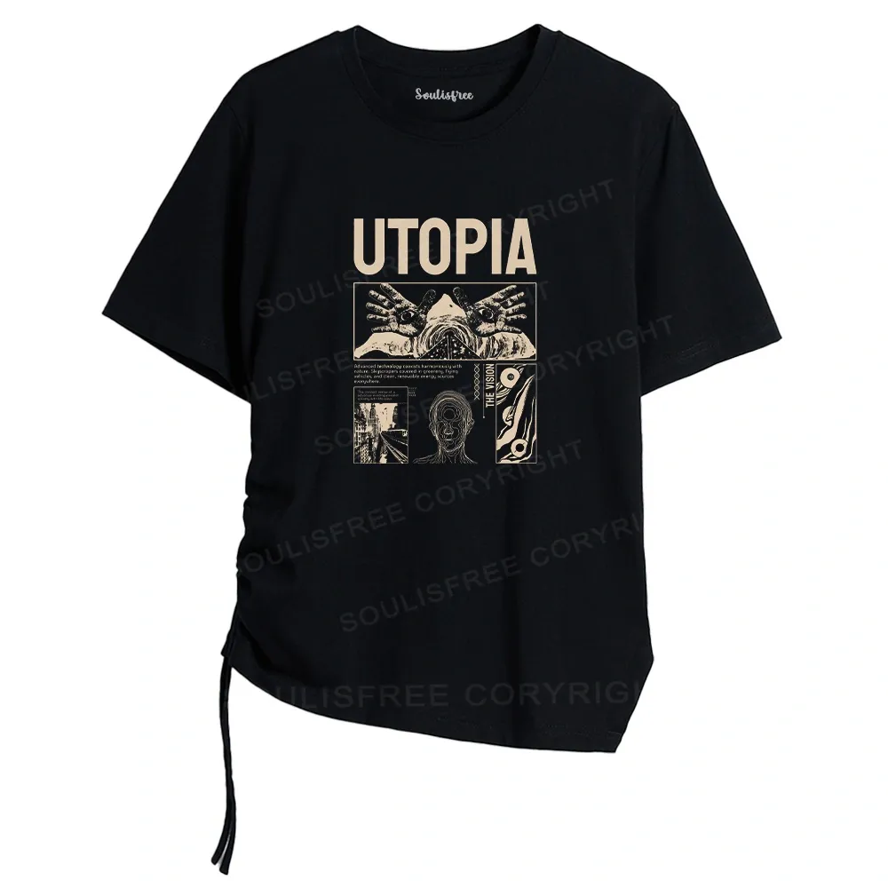 Designed Yearning For Utopia Asymmetrical Top With Side Drawstring