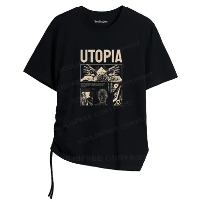 Yearning For Utopia Asymmetrical Top With Side Drawstring