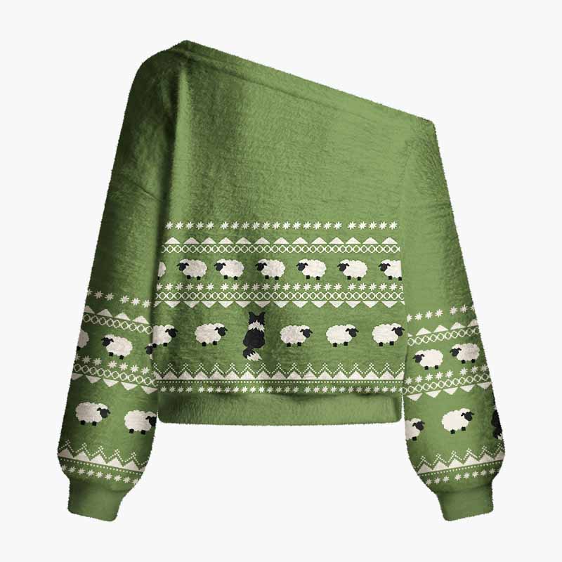 Soulisfree Nature’s Little Companions Fuzzy Off-Shoulder Sweater