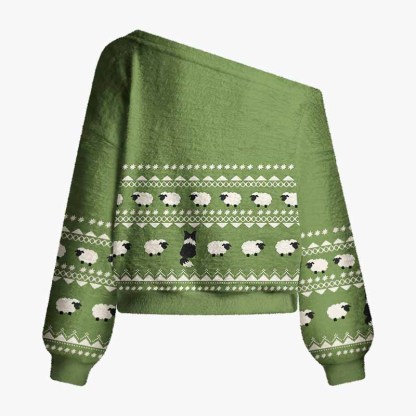 Soulisfree Nature’s Little Companions Fuzzy Off-Shoulder Sweater