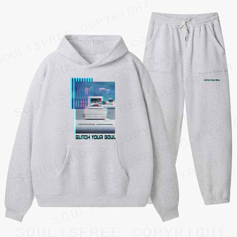 Soulisfree GLITCH YOUR SOUL Cotton Fleece Hoodie Set