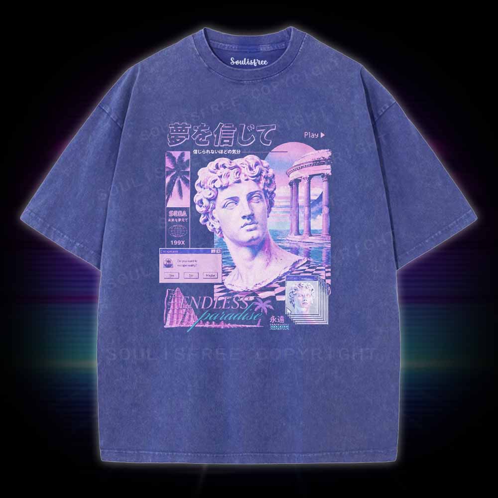 Soulisfree Vaporwave Statue  Washed Tee