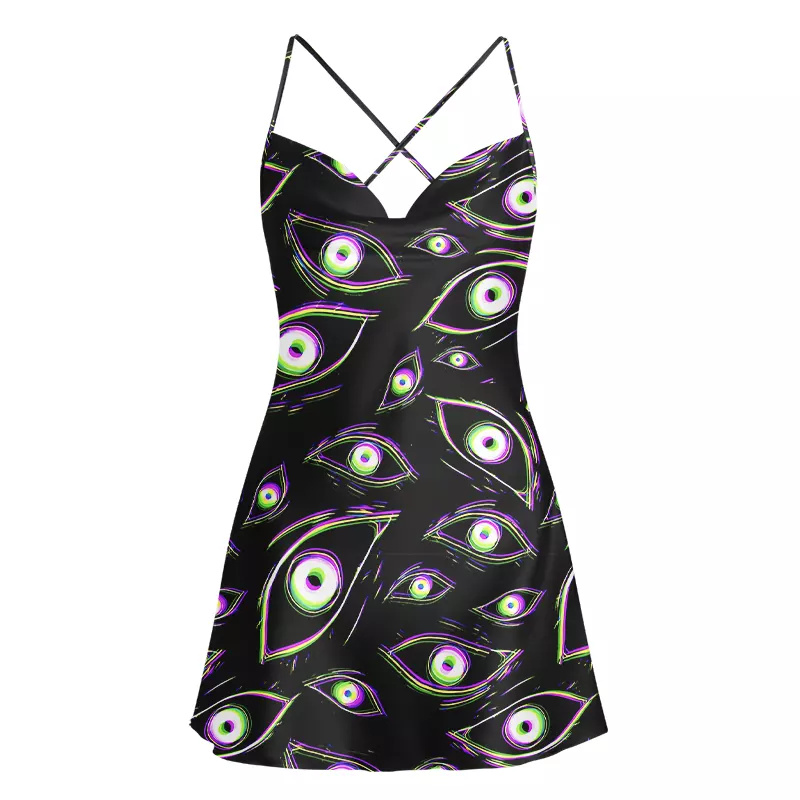 Soulisfree Glitch Vision Satin Mini Dress