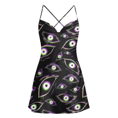 Soulisfree Glitch Vision Satin Mini Dress