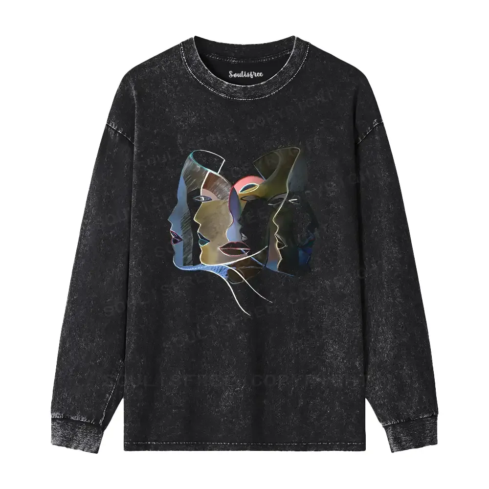 Layers of Masks Washed Long Sleeve Shirt