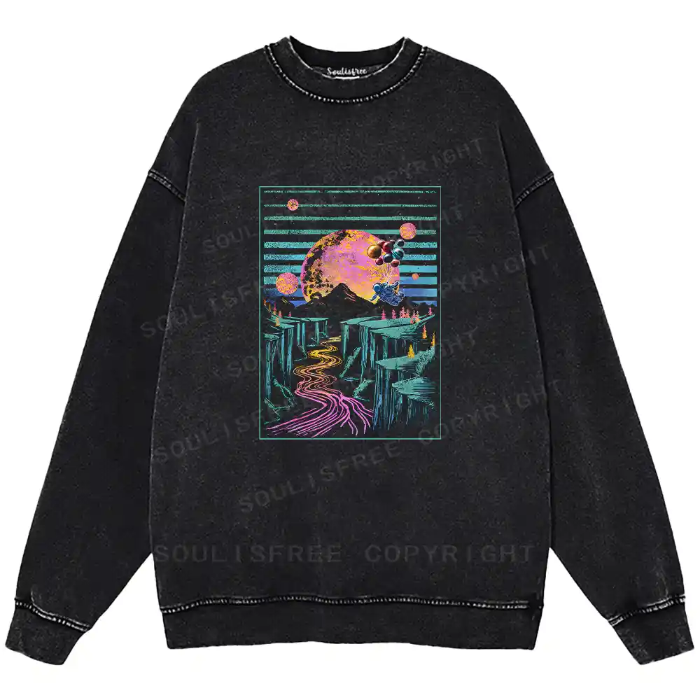 Moon And Balloon Washed Sweatshirts 