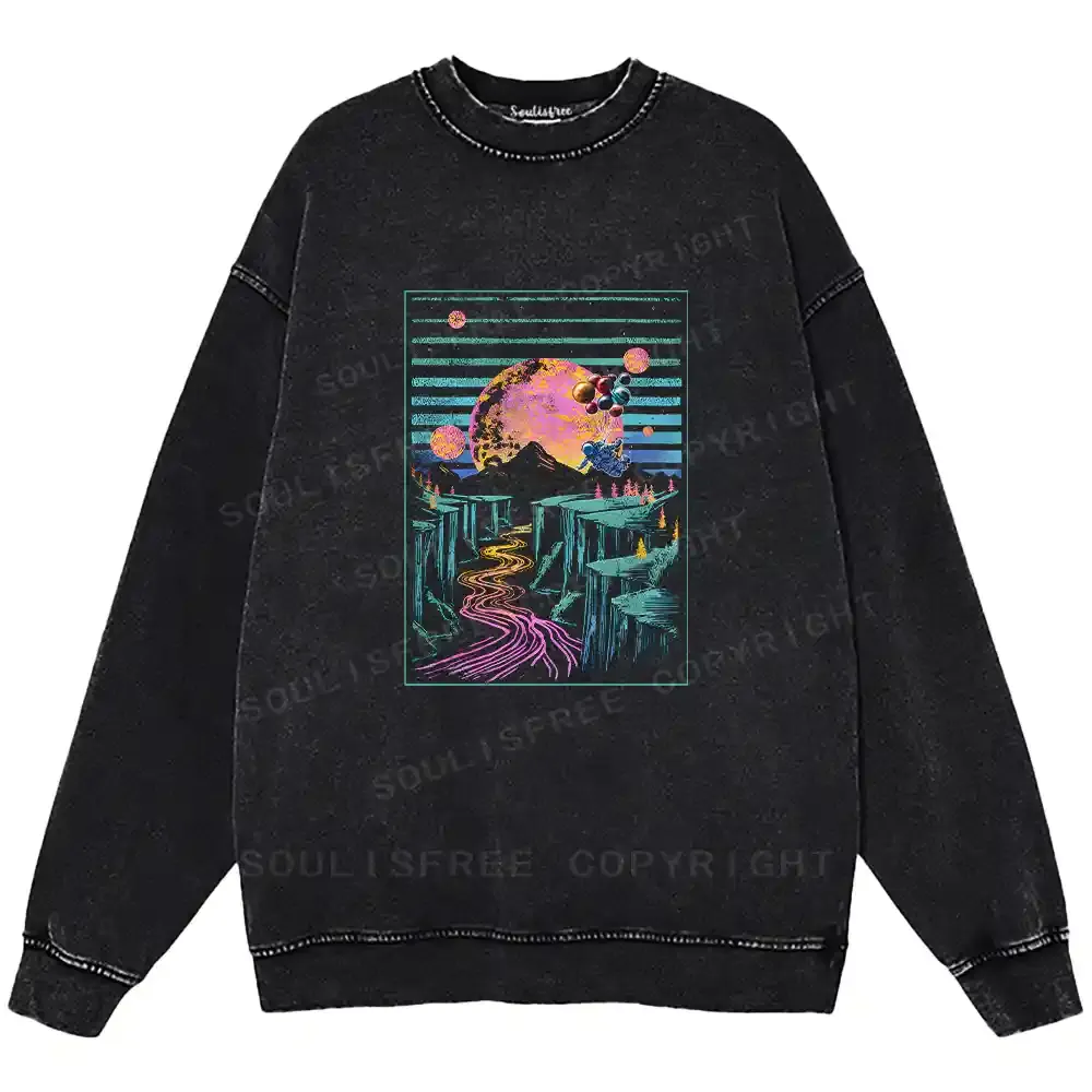 Moon And Balloon Washed Sweatshirts
