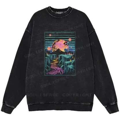 Moon And Balloon Washed Sweatshirts 