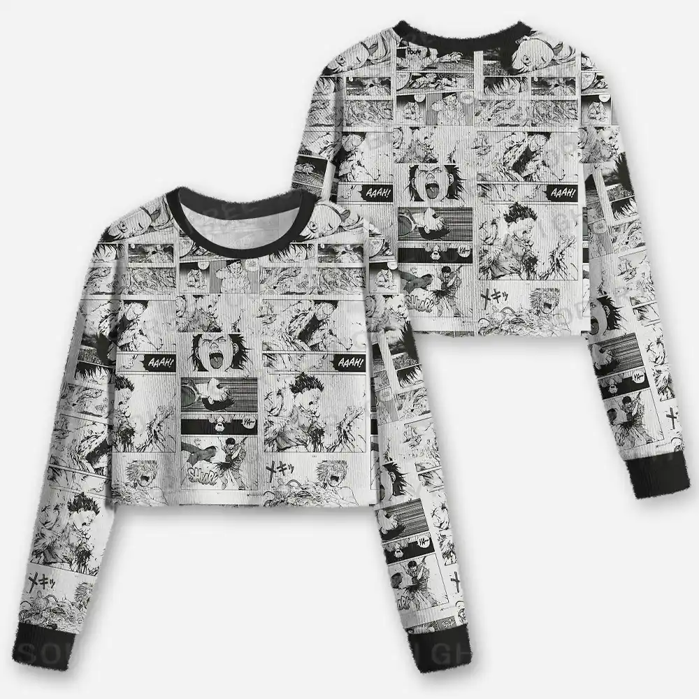 Panels of Chaos Cropped Ugly Christmas Sweater