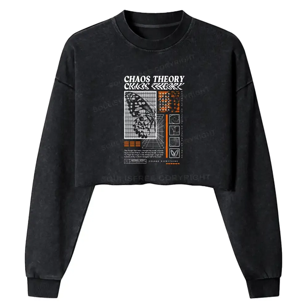 Designed Chaos Theory Washed Cropped Sweatshirt