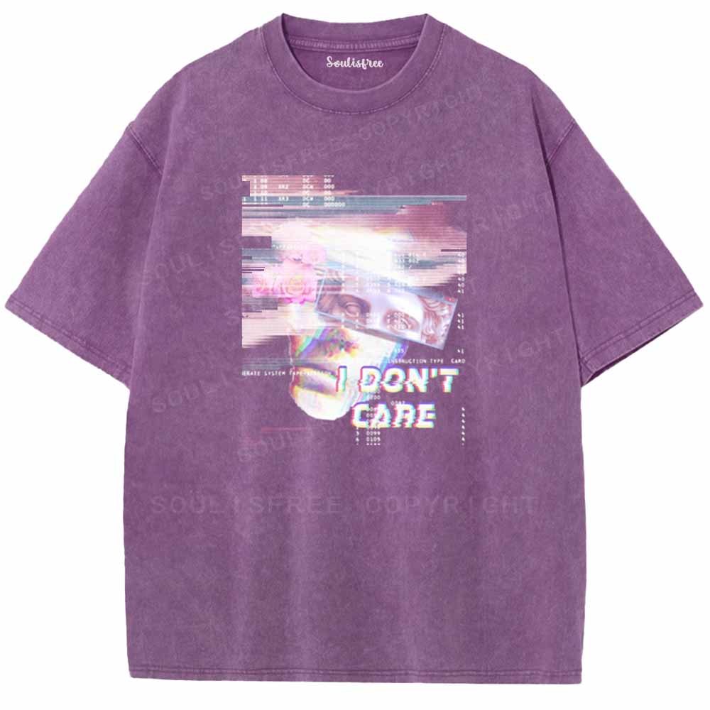 Soulisfree  I DON'T CARE Washed Tee