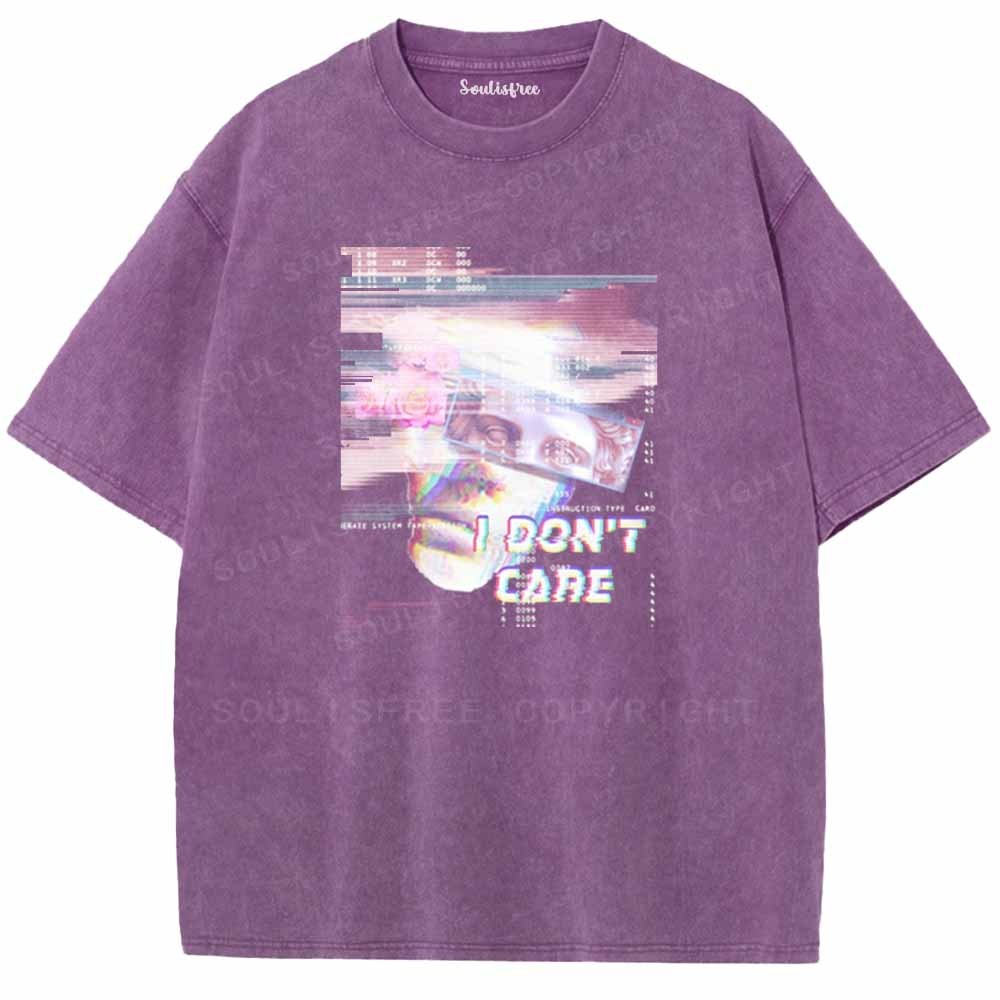 Soulisfree  I DON'T CARE Washed Tee