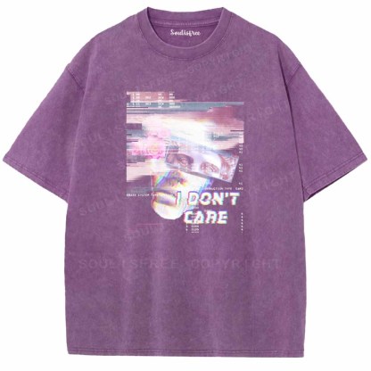 Soulisfree  I DON'T CARE Washed Tee