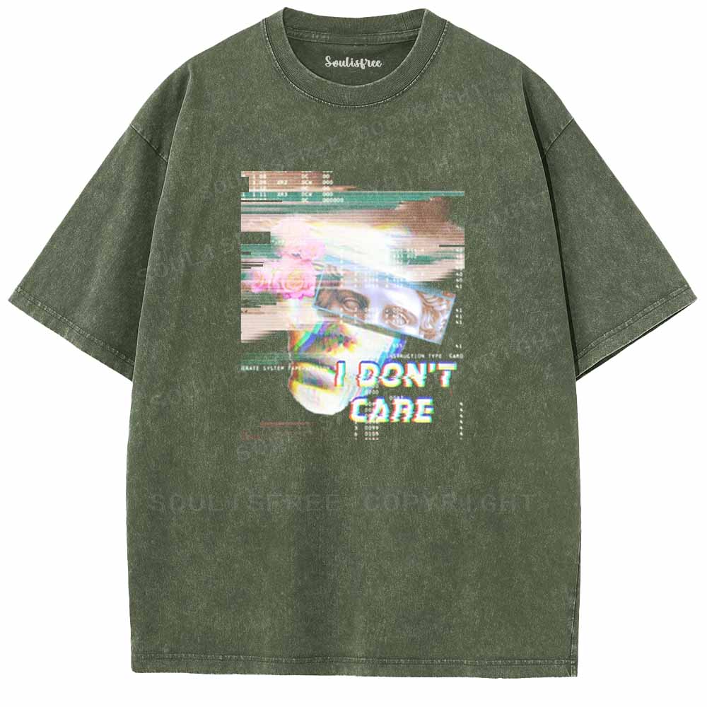 Soulisfree  I DON'T CARE Washed Tee