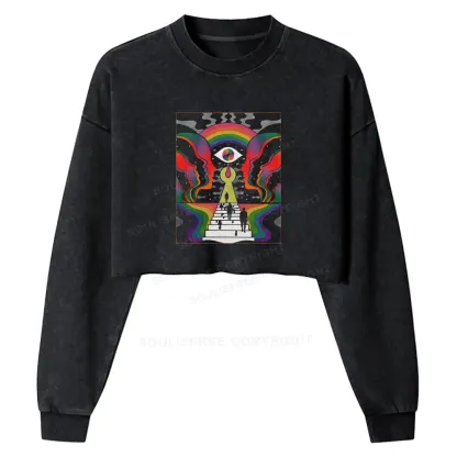 Step Into the Mind Washed Cropped Sweatshirt