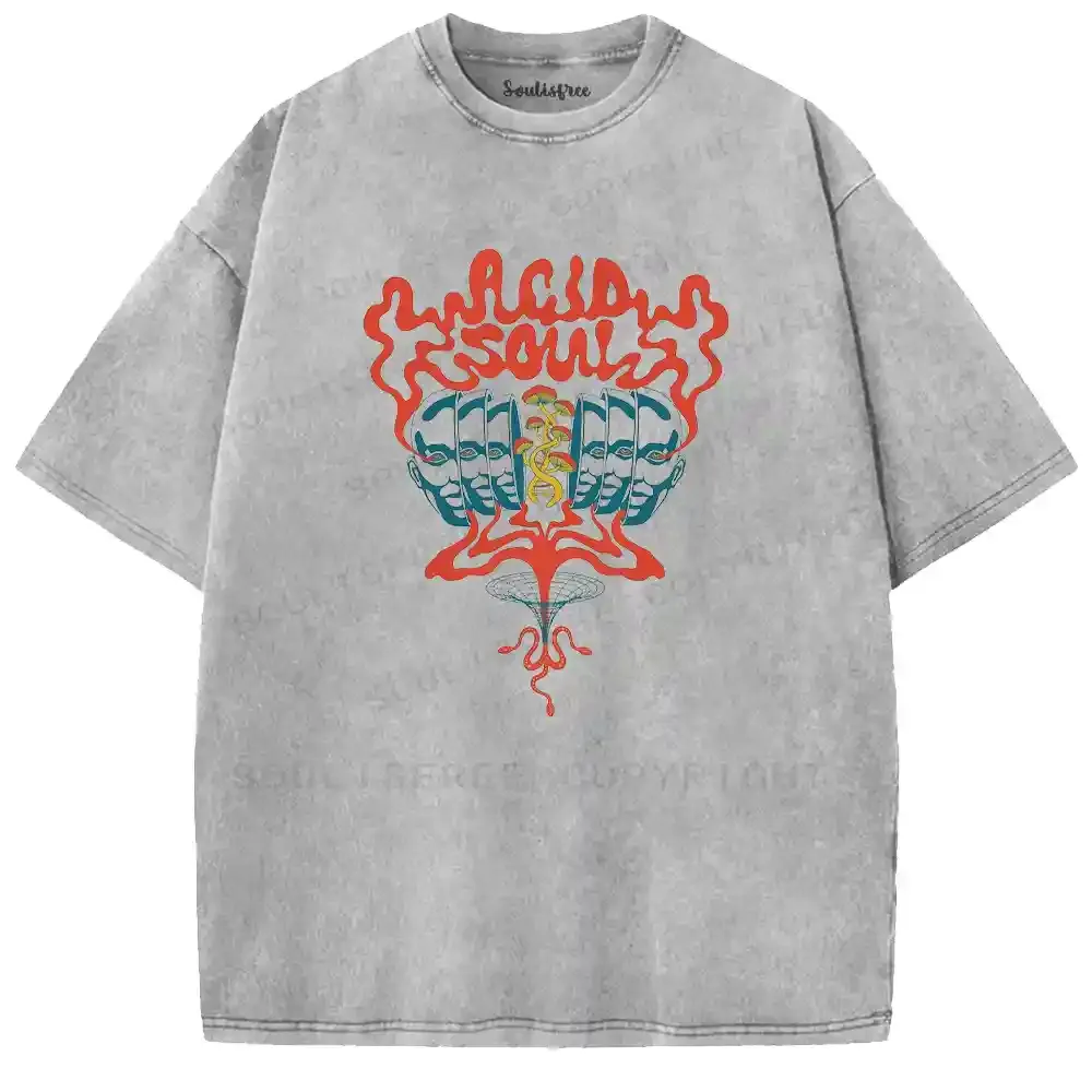 Acid Psyche Caduceus Washed T-shirt