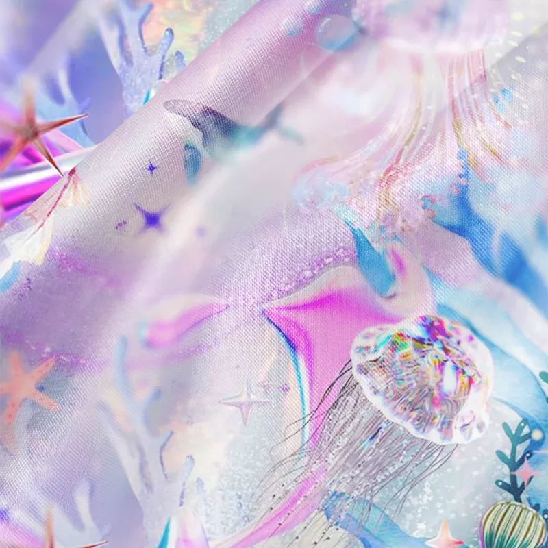 Soulisfree Pastel Underwater Fantasy Jellyfish Cowl Neck Satin Mini Dress