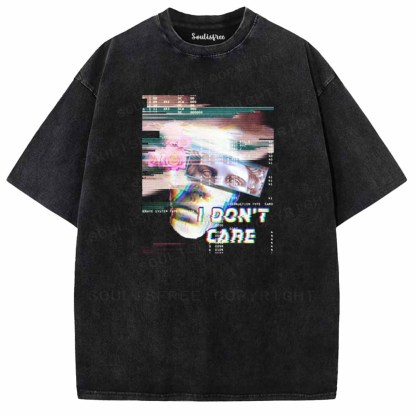 Soulisfree  I DON'T CARE Washed Tee