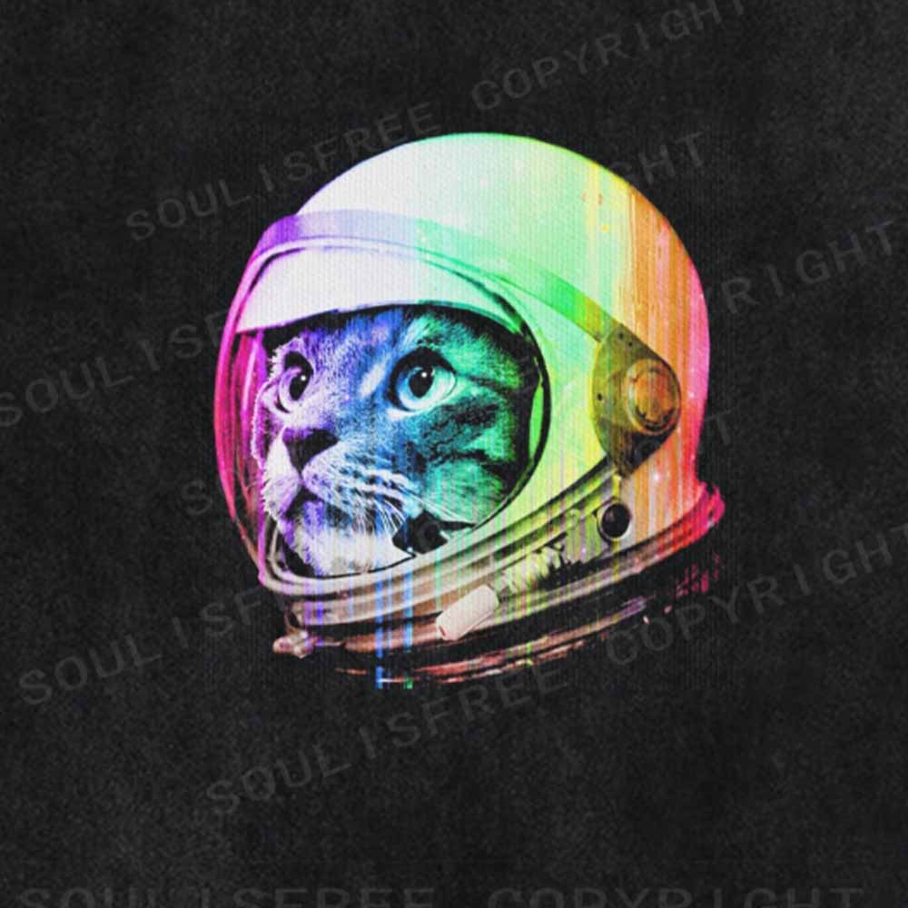 Soulisfree Cat Astronaut Washed Tee