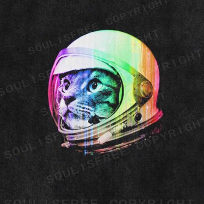 Soulisfree Cat Astronaut Washed Tee