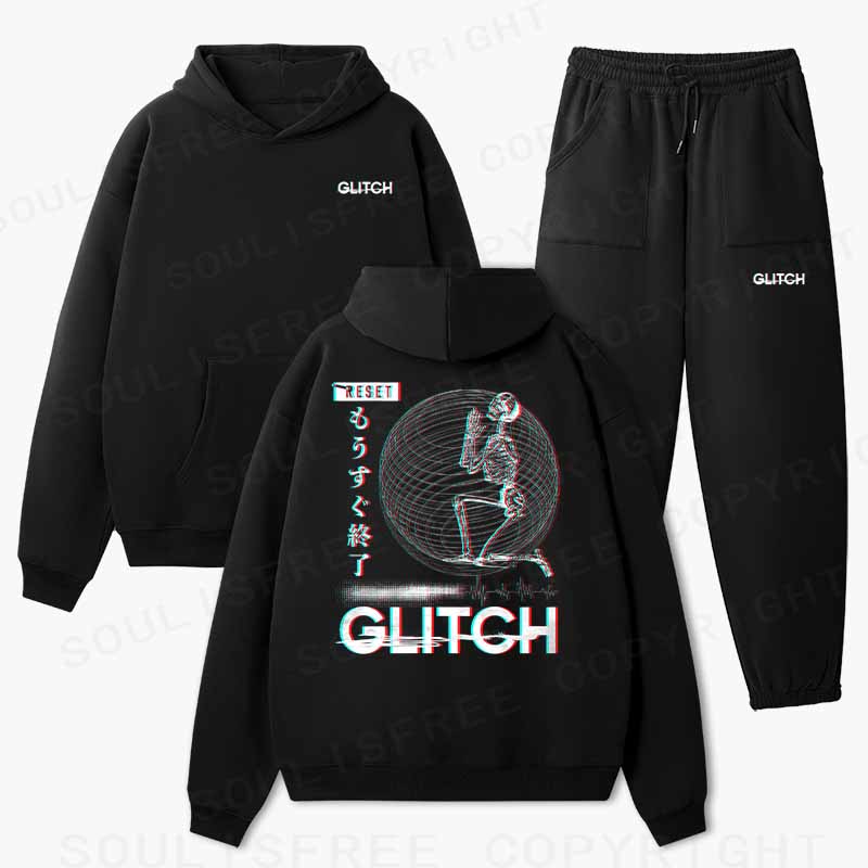 Soulisfree Glitch Reset Prayer Cotton Fleece Hoodie Set