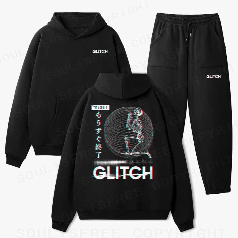 Soulisfree Glitch Reset Prayer Cotton Fleece Hoodie Set