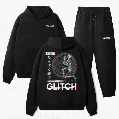 Soulisfree Glitch Reset Prayer Cotton Fleece Hoodie Set