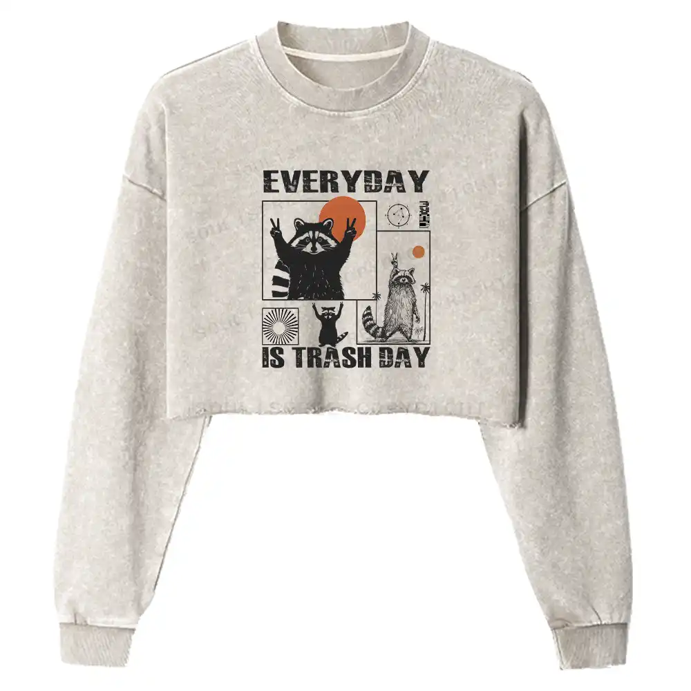 Everyday Is Trash Day Washed Cropped Sweatshirt