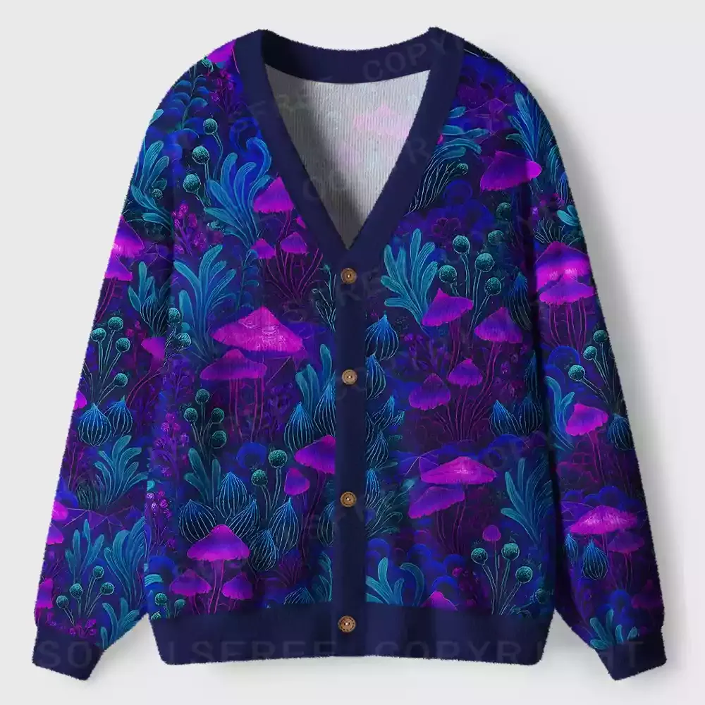 Enchanted Neon Forest Ugly Cardigan Sweaters 
