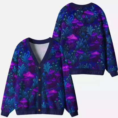 Enchanted Neon Forest Ugly Cardigan Sweaters 
