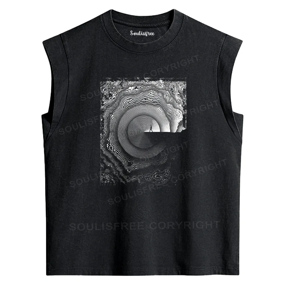 Designed Breaking Rejection Washed Tank Tops