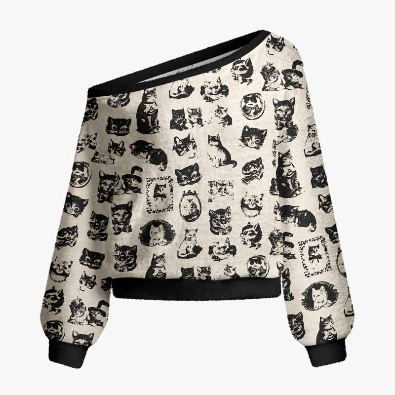 Soulisfree Fragments Of A Feline Mind Fuzzy Off-Shoulder Sweater