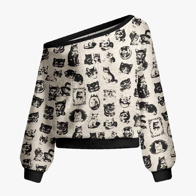 Soulisfree Fragments Of A Feline Mind Fuzzy Off-Shoulder Sweater