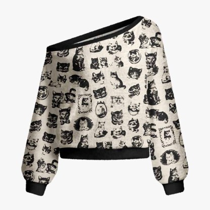 Soulisfree Fragments Of A Feline Mind Fuzzy Off-Shoulder Sweater