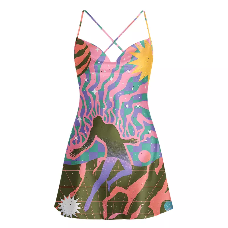 Soulisfree Dystopia Cowl Neck Satin Mini Dress