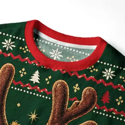Soulisfree Funny Cat Ho Ho Ho Fuzzy Crewneck Sweater