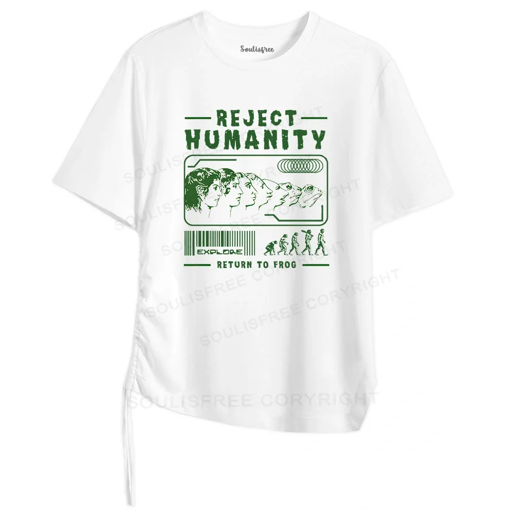 Designed Return To Frog Asymmetrical Top With Side Drawstring