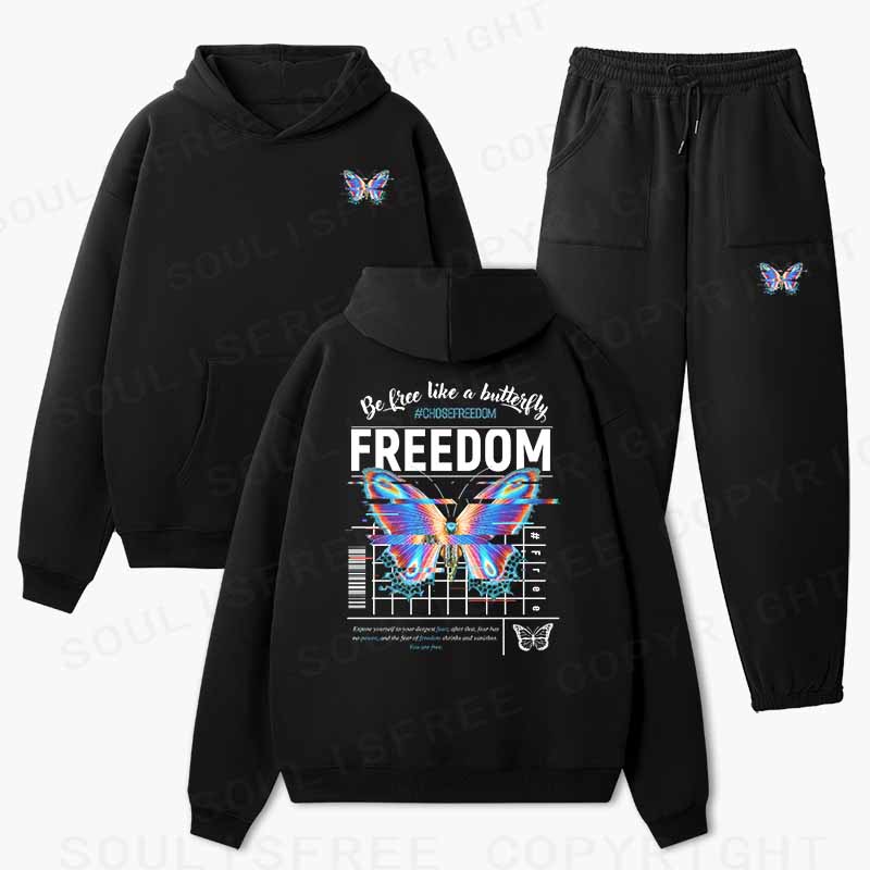 Soulisfree Be Free Like A Butteifly Cotton Fleece Hoodie Set