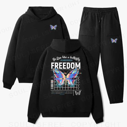 Soulisfree Be Free Like A Butteifly Cotton Fleece Hoodie Set