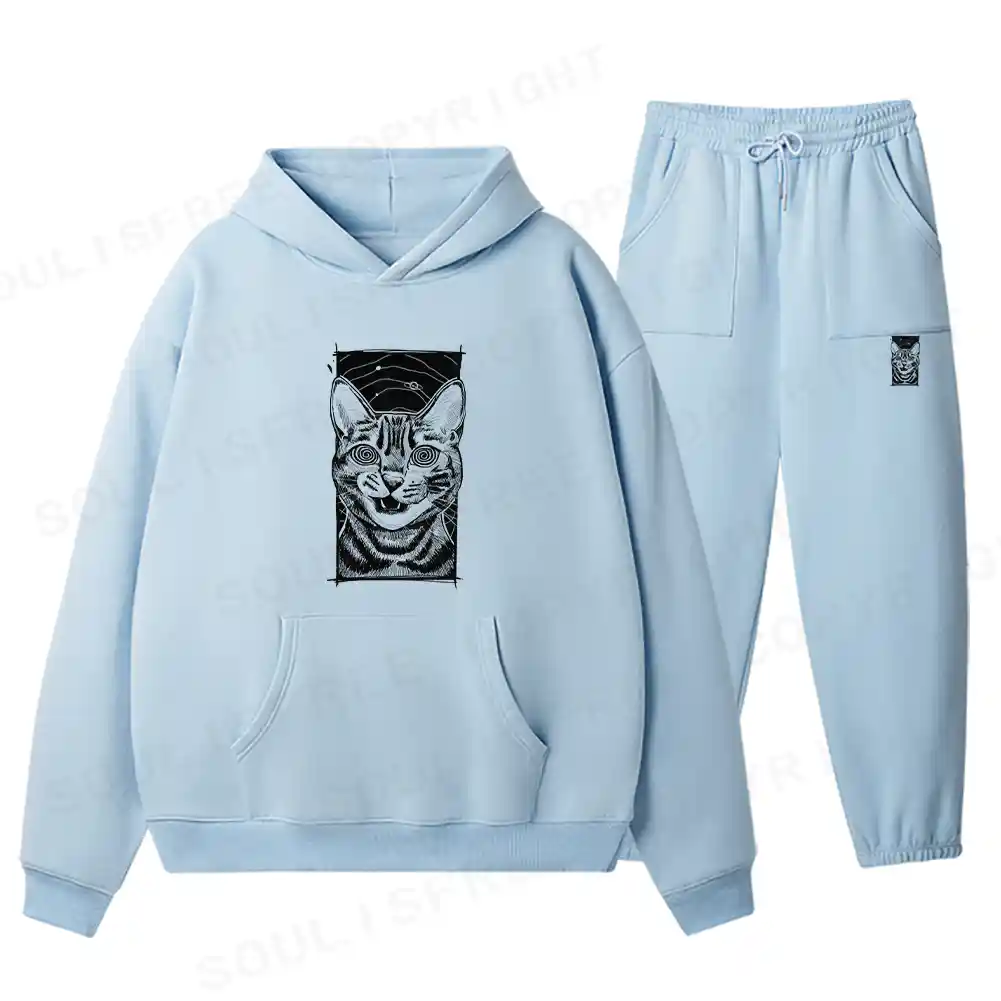Hypnotic Cat Fleece Hoodie Set