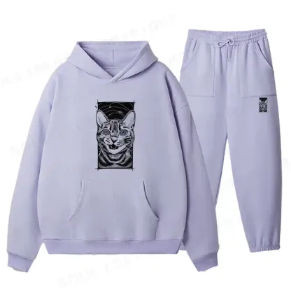 Hypnotic Cat Fleece Hoodie Set