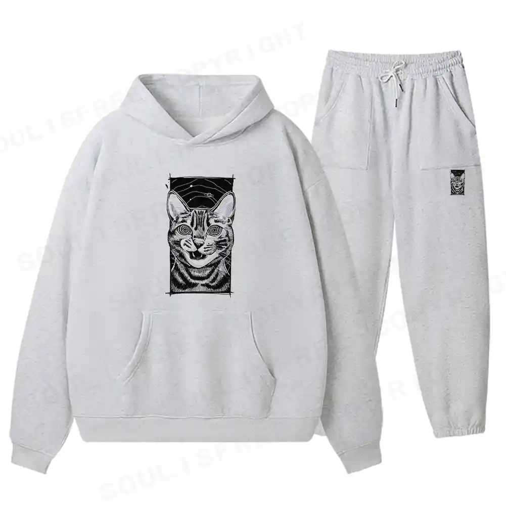 Hypnotic Cat Fleece Hoodie Set