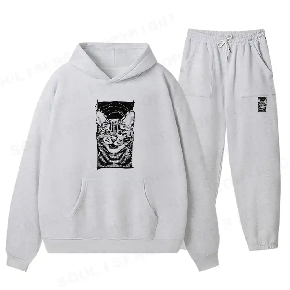 Hypnotic Cat Fleece Hoodie Set