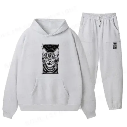 Hypnotic Cat Fleece Hoodie Set