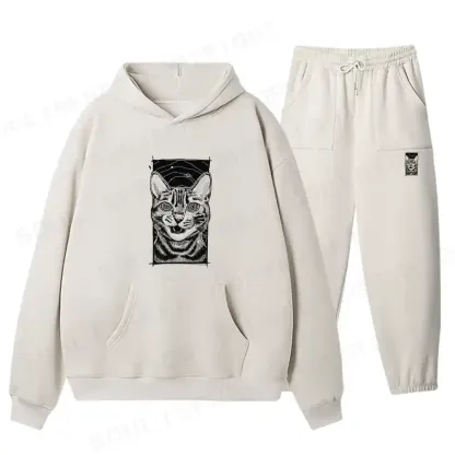 Hypnotic Cat Fleece Hoodie Set